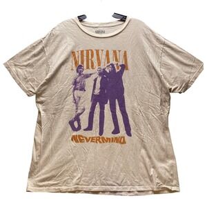 Nirvana Shirt Mens Extra Large Nevermind Beige Grunge Rock n Roll Kurt Cobain‎